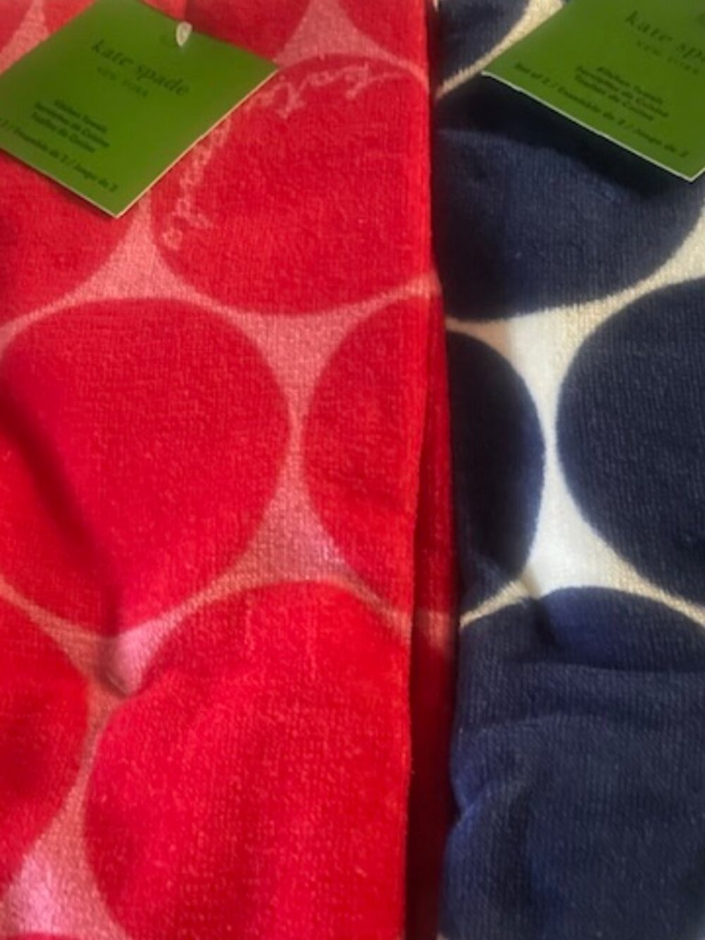 NWT Kate Spade Four Piece Set Joy Dot Kitchen Towels - Red & Blue